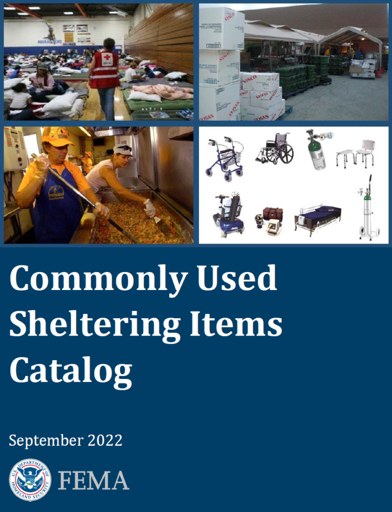 Commonly Used Sheltering Items Catalog (September 2022) New Edition
